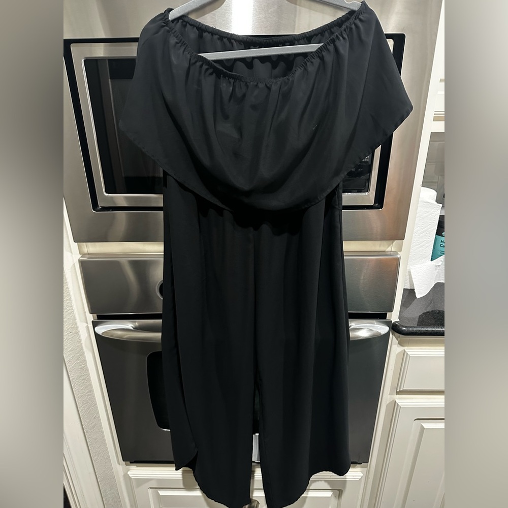 Black strapless Jumpsuit flowy flattering resort